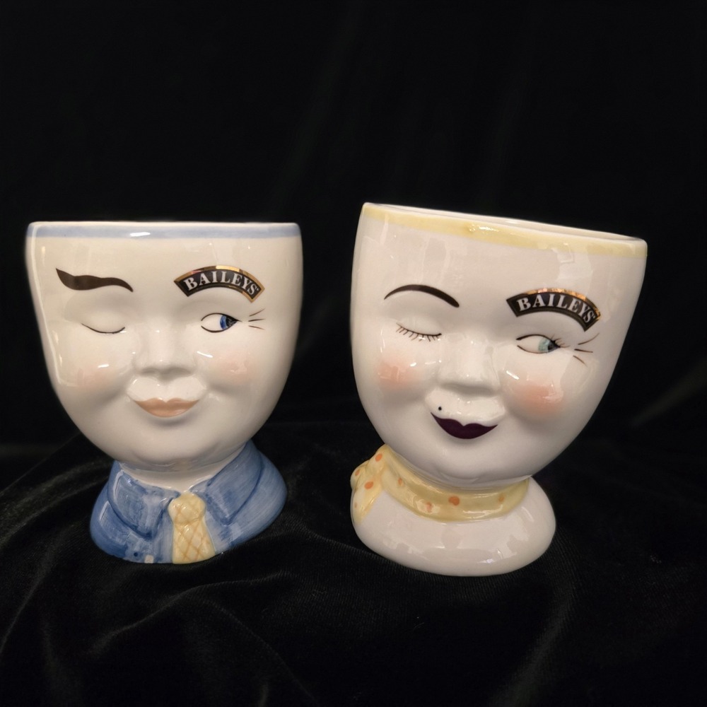RARE Vintage 1997 Limited Edition Bailey's Winking Irish Cream YUM Tall Mugs
